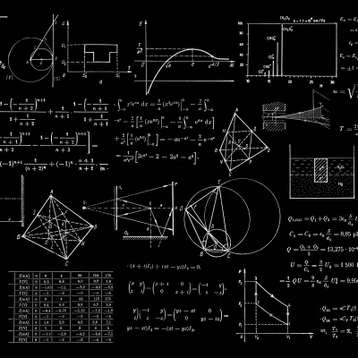 Mathematic equations written on a chalkboard